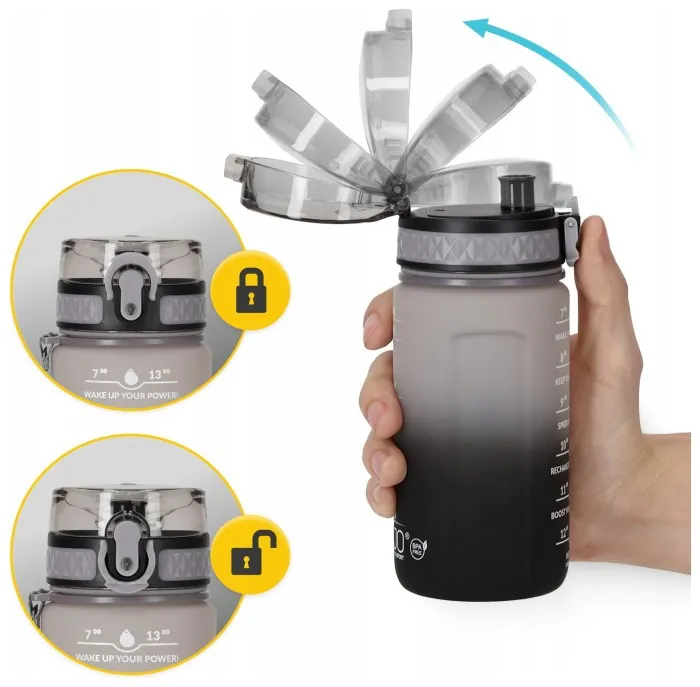 Пляшка для води спортивна 4FIZJO 500 мл Grey/Black (P-5905973400725)