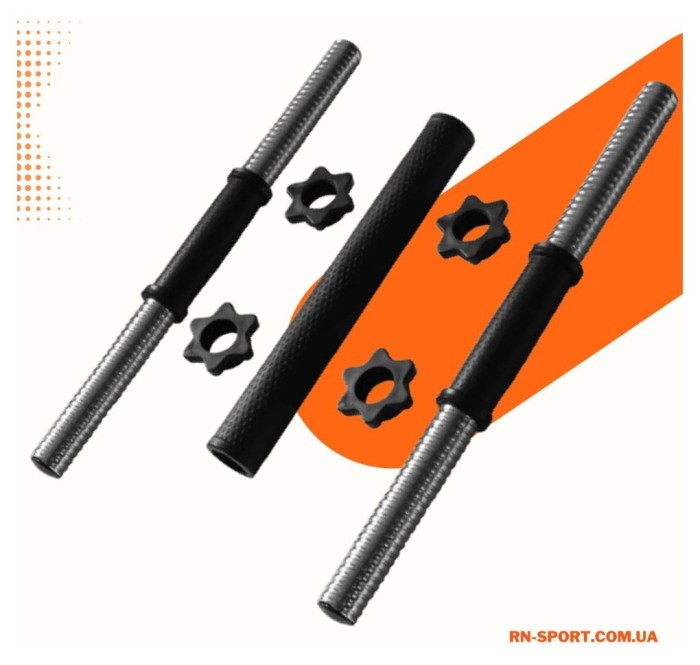 Перехідник під штангу + 2 шт гантельний гриф 45 см - 30 мм, укр, укр