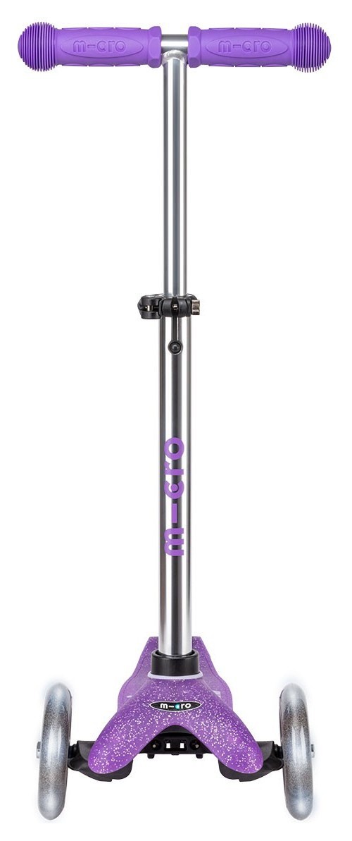 Самокат MICRO серії "Mini Deluxe Fairy Glitter LED" – ПУРПУРОВИЙ (до 50 kg, 3-х колісний, світло)