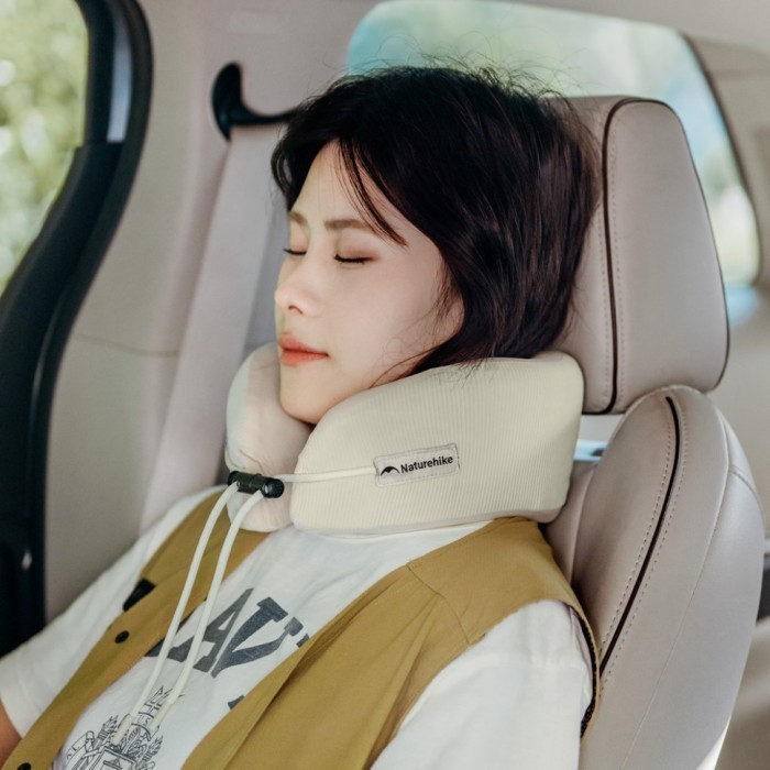 Подушка бавовняна для шиї, з пам'яттю Naturehike CNK2450WS019, бежева, укр, укр