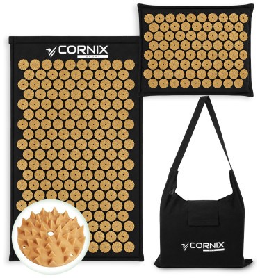 Килимок акупунктурний з подушкою Cornix Premium Mat Аплікатор Кузнєцова XR-0562 Black/Gold
