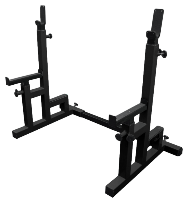 Стійки для присіду / Стійки для жиму лежачи регульовані, зі страховими упорами, чорні, укр, укр