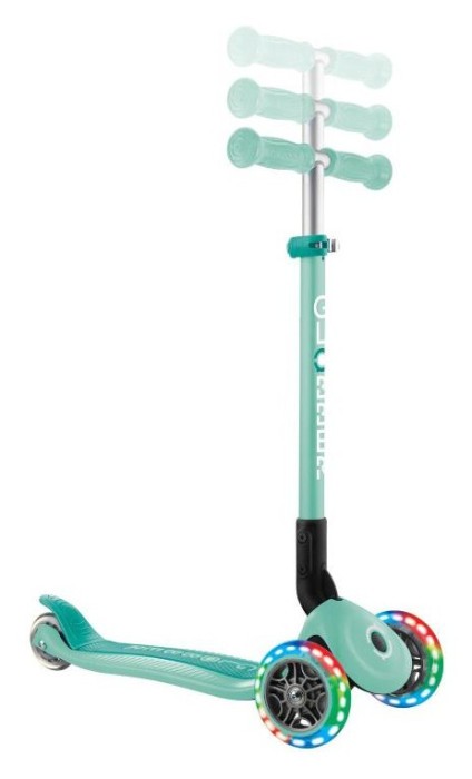 Самокат GLOBBER серии PRIMO FOLDABLE LIGHTS, мятный, колеса с подсветкой, 50кг, 3+