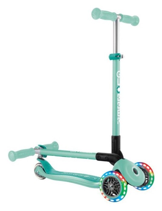 Самокат GLOBBER серии PRIMO FOLDABLE LIGHTS, мятный, колеса с подсветкой, 50кг, 3+