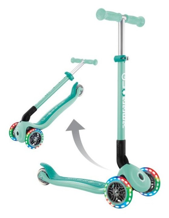 Самокат GLOBBER серии PRIMO FOLDABLE LIGHTS, мятный, колеса с подсветкой, 50кг, 3+