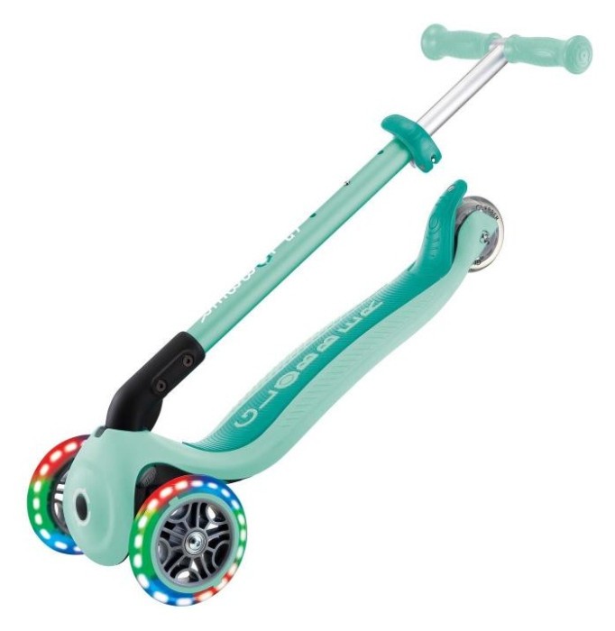Самокат GLOBBER серії PRIMO FOLDABLE LIGHTS, м'ятний, колеса з підсвіткою, 50кг, 3+, укр, укр