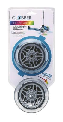 Запчастина до самокатів GLOBBER серій PRIMO/ELITE/EVO/FLOW Набір колес 121мм, що світяться, укр, укр