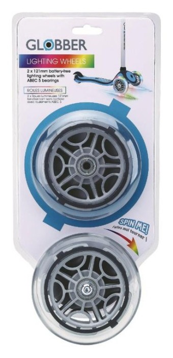 Запчасть к самокатам GLOBBER серий PRIMO/ELITE/EVO/FLOW Набор светящихся колес 121мм