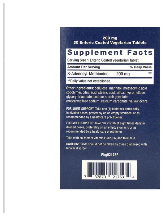 SAMe 200mg - 30 enteric-coated vegetarian tabs