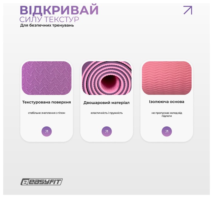 Килимок для йоги та фітнесу EasyFit Polarity Padma з ремнем