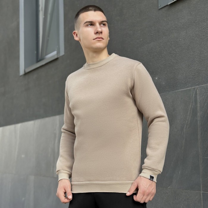 Свитшот мужской однотонный песочный Pobedov 007 ЗИМА
