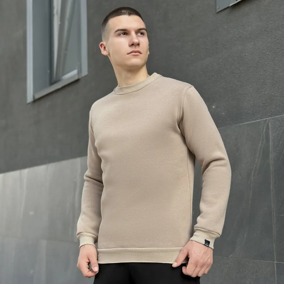 Світшот чоловічий однотонний пісочний Pobedov 007 ЗИМА (S)