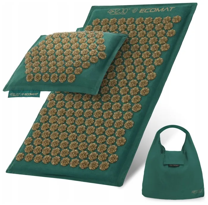 Килимок акупунктурний з подушкою 4FIZJO Eco Mat Аплікатор Кузнєцова Navy Green/Gold (P-5907739312891)