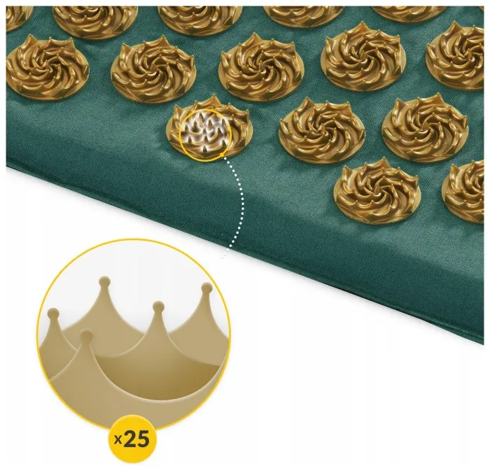 Килимок акупунктурний з подушкою 4FIZJO Eco Mat Аплікатор Кузнєцова Navy Green/Gold (P-5907739312891)