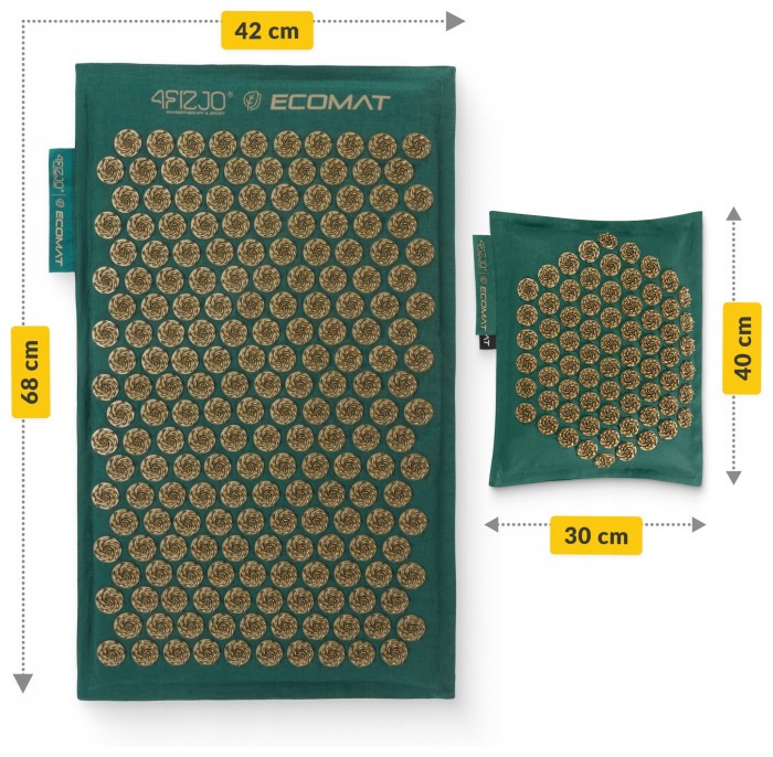 Килимок акупунктурний з подушкою 4FIZJO Eco Mat Аплікатор Кузнєцова Navy Green/Gold (P-5907739312891)