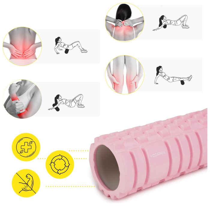 Масажний ролик Cornix EVA 33 x 14 см (валик, роллер) XR-0036 Light Pink