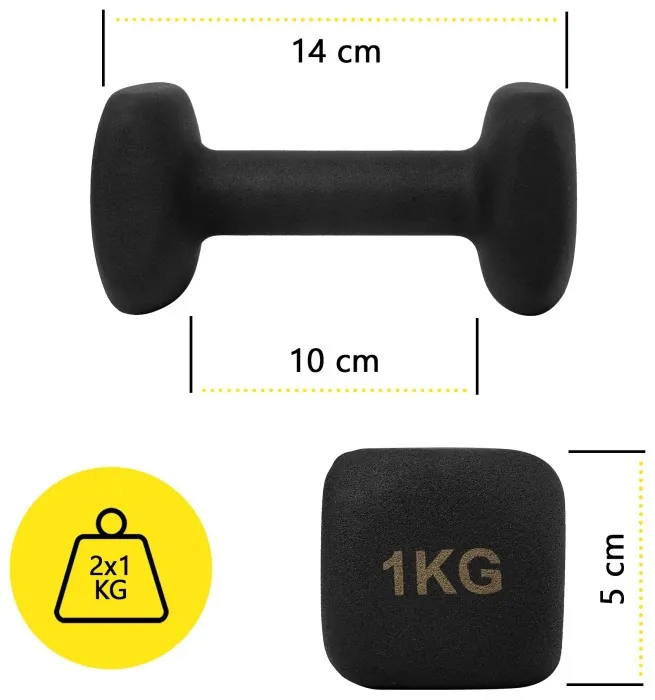 Гантелі вінілові Cornix Square 2 x 1 кг XR-0406 Black