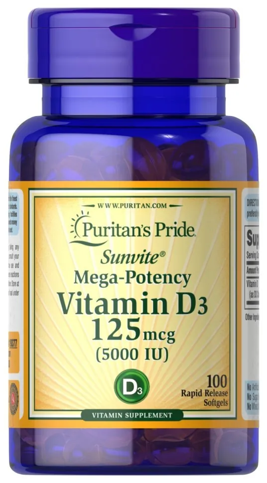 Vitamin D-3 125mcg (5000 IU) Sunvite Mega Potency - 100 tabs (DSN_100-99-0283453-20)