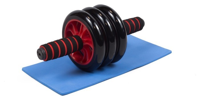 Ролик для пресу EasyFit з килимком Червоний (3 колеса), укр, укр