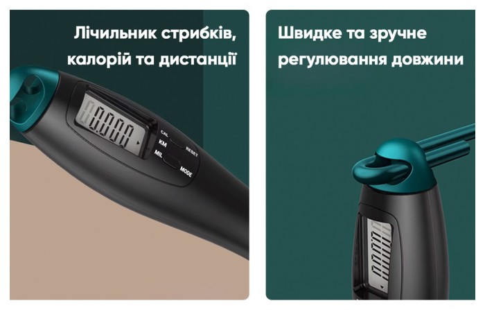 Швидкісна скакалка з лічильником EasyFit чорний-зелений