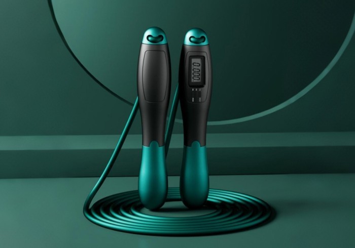 Швидкісна скакалка з лічильником EasyFit чорний-зелений