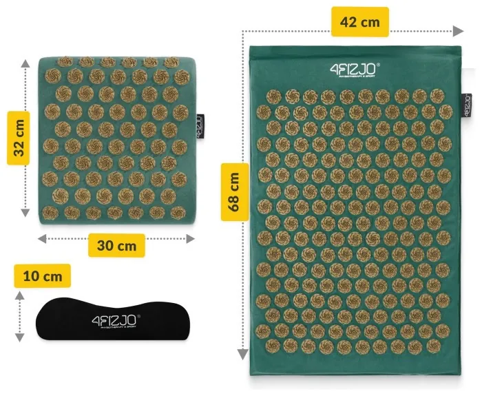 Коврик акупунктурный с подушкой 4FIZJO Ergo Mat Аппликатор Кузнецова Navy Green/Gold (P-5907739315076)
