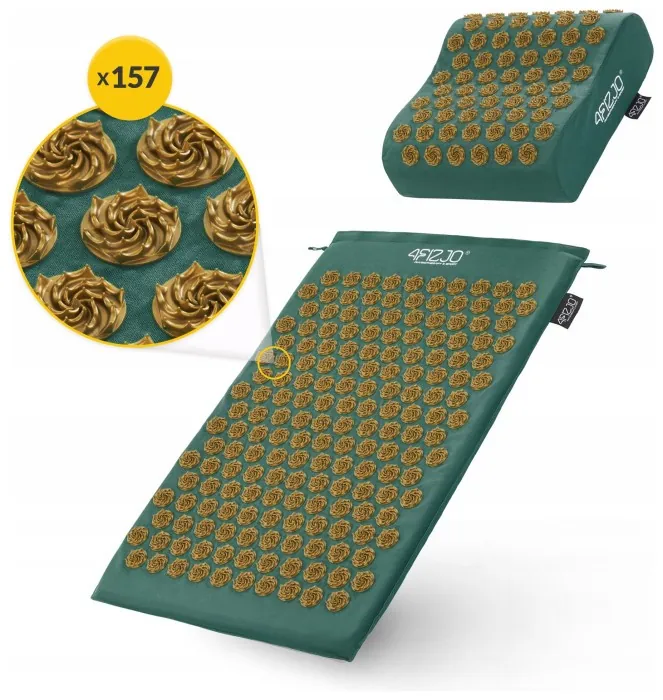 Коврик акупунктурный с подушкой 4FIZJO Ergo Mat Аппликатор Кузнецова Navy Green/Gold (P-5907739315076)