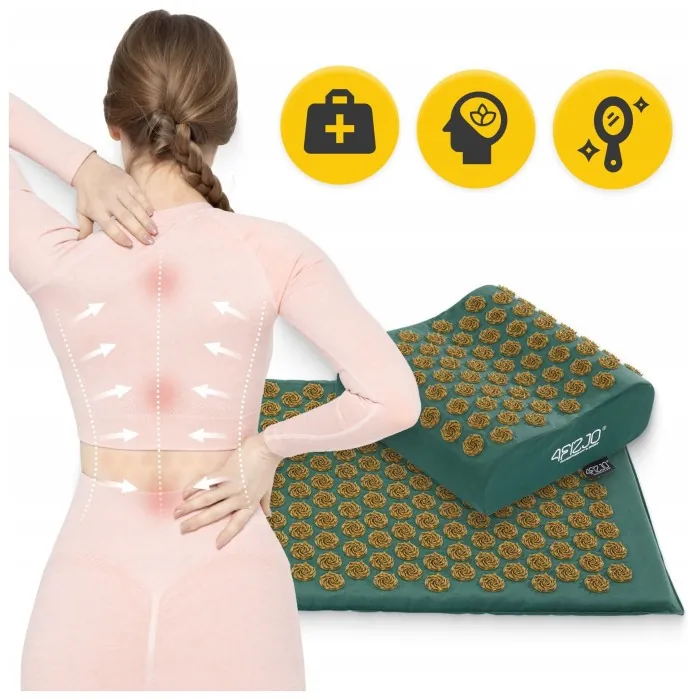 Коврик акупунктурный с подушкой 4FIZJO Ergo Mat Аппликатор Кузнецова Navy Green/Gold (P-5907739315076)