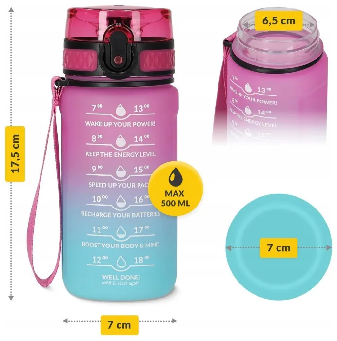 Бутылка для воды спортивная 4FIZJO 500 мл Pink/Sky Blue (P-5905973400749)