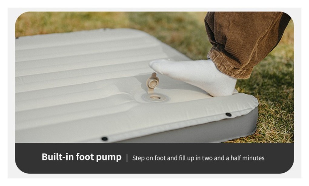 Матрац туристичний надувний одномісний  Naturehike CNK2450WS035, 198х68х9.5 см, коричневий із вбудованою помпою для надування