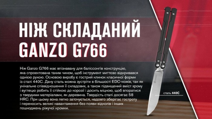 Нож-бабочка (балисонг) Ganzo G766-BK