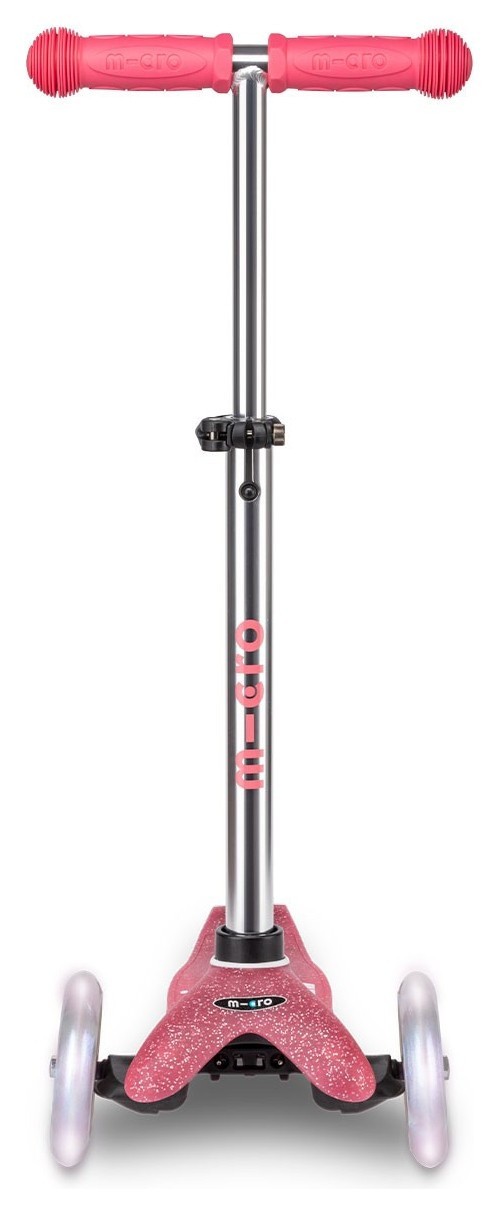 Самокат MICRO серії "Mini Deluxe Fairy Glitter LED" – РОЖЕВИЙ (до 50 kg, 3-х колісний, світло)