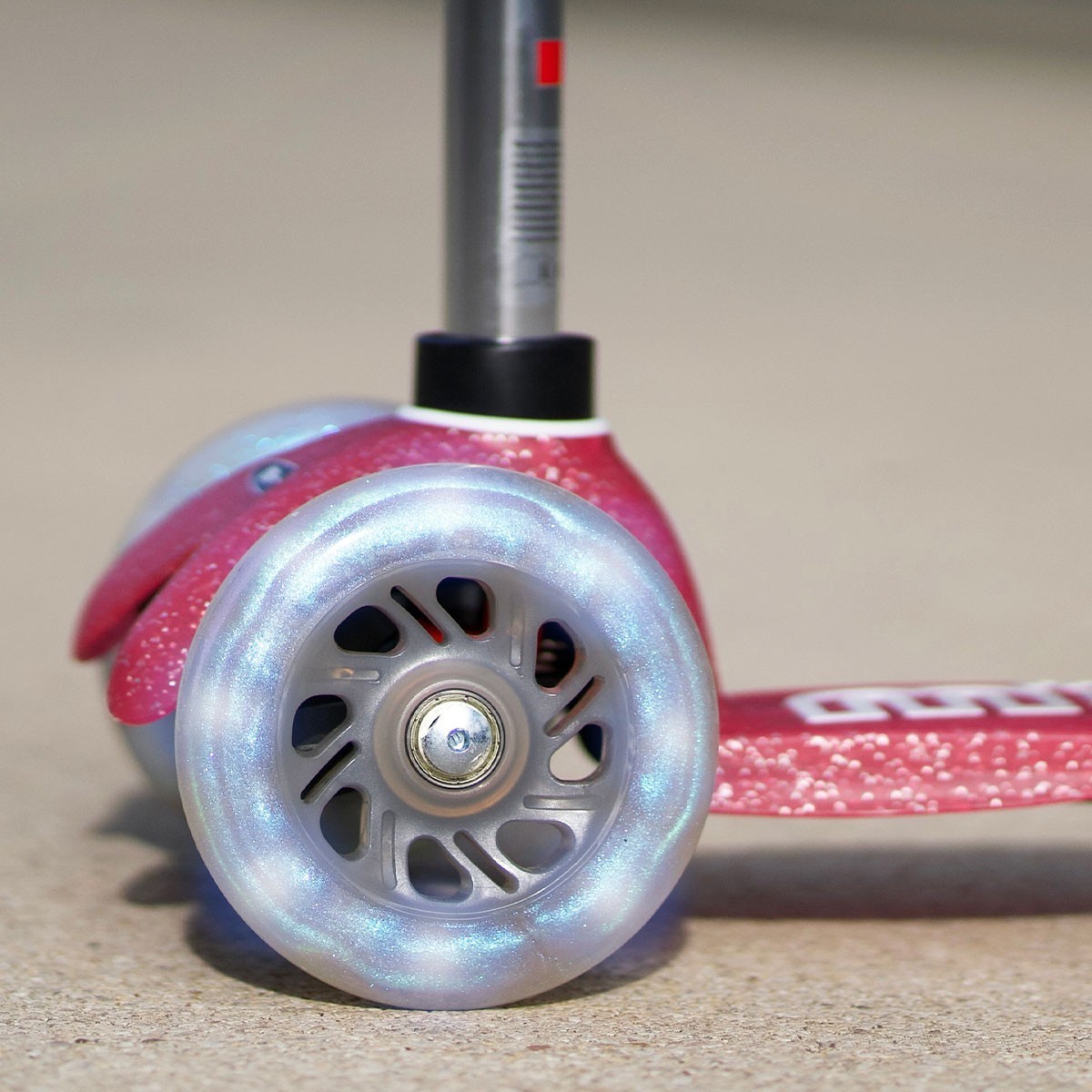 Самокат MICRO серії "Mini Deluxe Fairy Glitter LED" – РОЖЕВИЙ (до 50 kg, 3-х колісний, світло), укр, укр