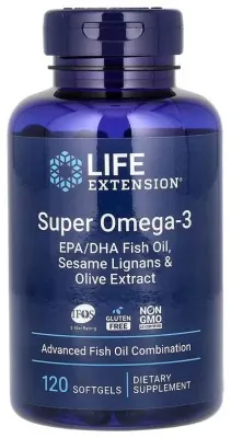 Super Omega-3 EPA/DHA Fish Oil Sesame Lignans & Olive Extract - 120 softgels
