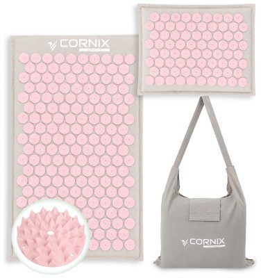 Килимок акупунктурний з подушкою Cornix Premium Mat Аплікатор Кузнєцова XR-0561 Grey/Pink