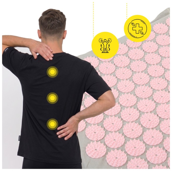 Килимок акупунктурний з подушкою Cornix Premium Mat Аплікатор Кузнєцова XR-0561 Grey/Pink