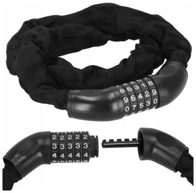 Велосипедний замок Springos ланцюг 90 см на код BA0028 Black