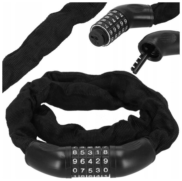 Велосипедний замок Springos ланцюг 90 см на код BA0028 Black