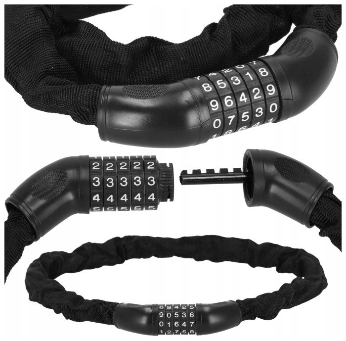 Велосипедний замок Springos ланцюг 90 см на код BA0028 Black