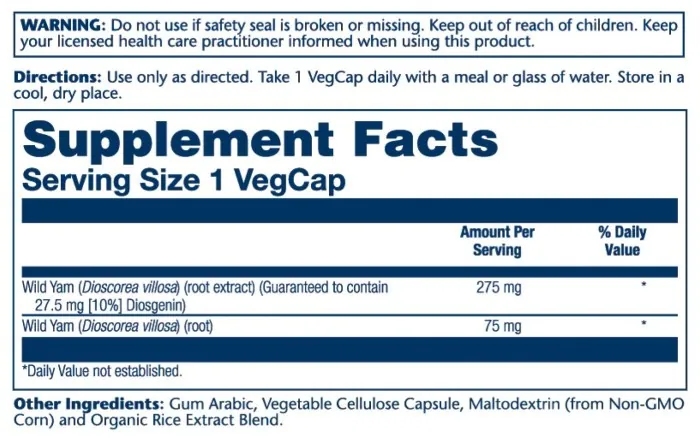 Wild Yam Root Extract 275mg - 60 vcaps