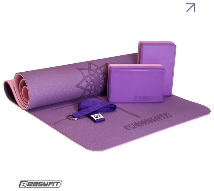 Набір для йоги та фітнесу EasyFit Polarity Set: килимок, два блоки та ремінь (padma), укр, укр