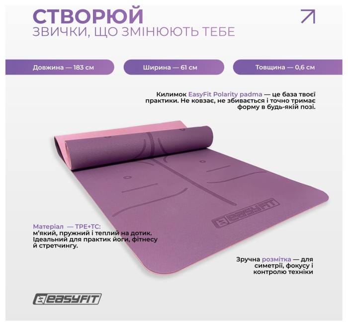 Набір для йоги та фітнесу EasyFit Polarity Set: килимок, два блоки та ремінь (padma)
