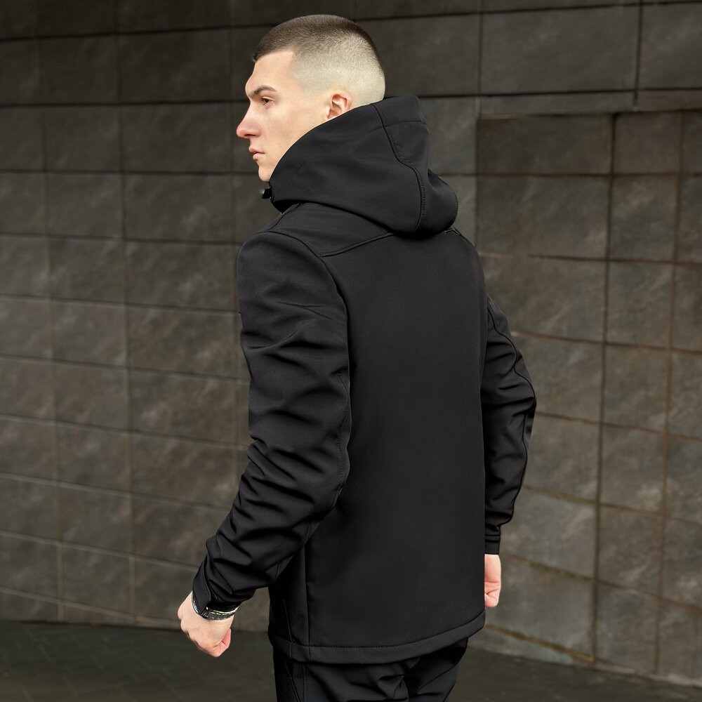 Мужская черная куртка из софтшелла весенняя Pobedov Setup 2XL