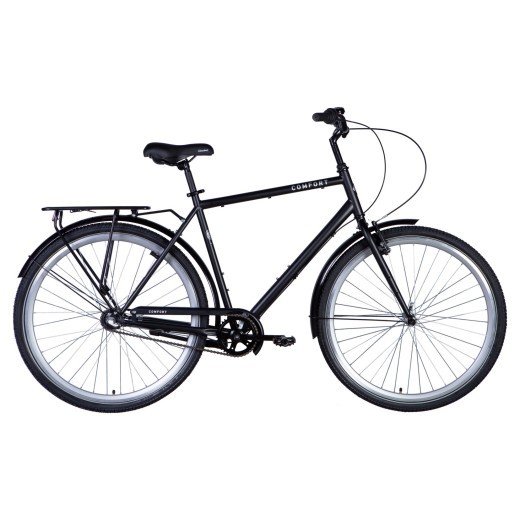 Велосипед ST 28&quot; Dorozhnik COMFORT MALE рама- &quot; с багажником задн St с крылом St 2024 (чорний (м)) — 