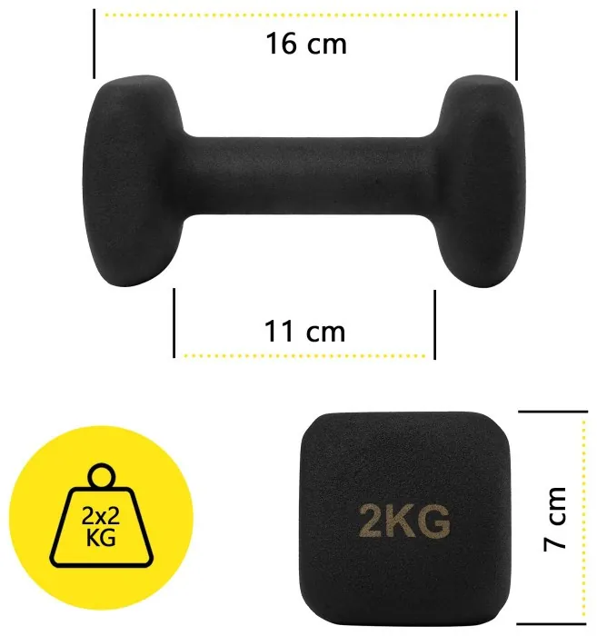 Гантелі вінілові Cornix Square 2 x 2 кг XR-0407 Black