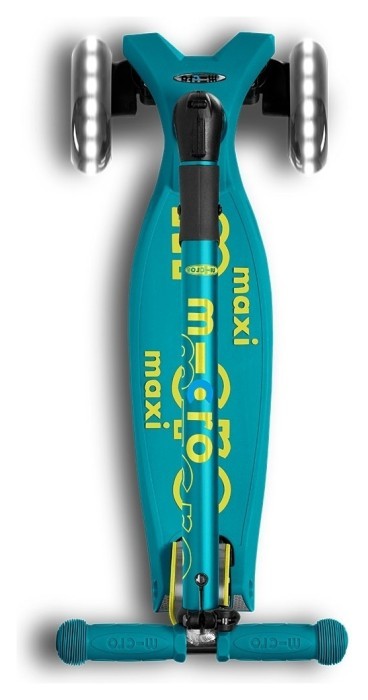 Самокат MICRO серії "Maxi Deluxe Foldable LED" – ЗЕЛЕНИЙ (до 50 kg, триколісний, світло), укр, укр