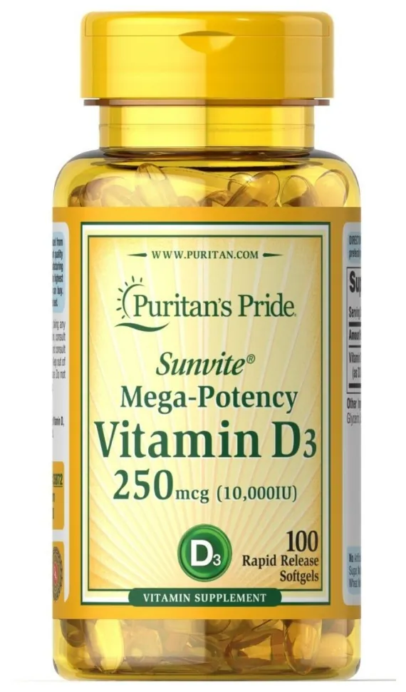 Vitamin D3 250mcg(10000 IU) Mega-Potency - 100 softgels (DSN_100-46-3018922-20)