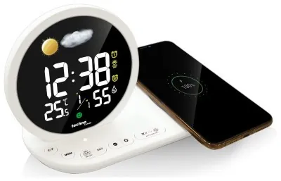 Часы настольные Technoline WT427 Wireless Mobile Charging White (WT427)