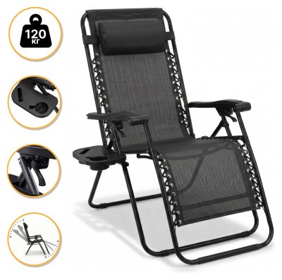 Розкладне крісло шезлонг LEOBRO Zero Gravity Black (LB-ZGC-F1-BLK)