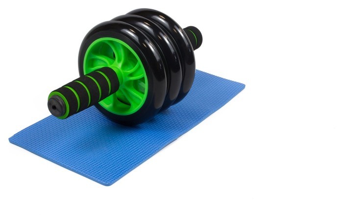 Ролик для пресу EasyFit з килимком Зелений (3 колеса), укр, укр